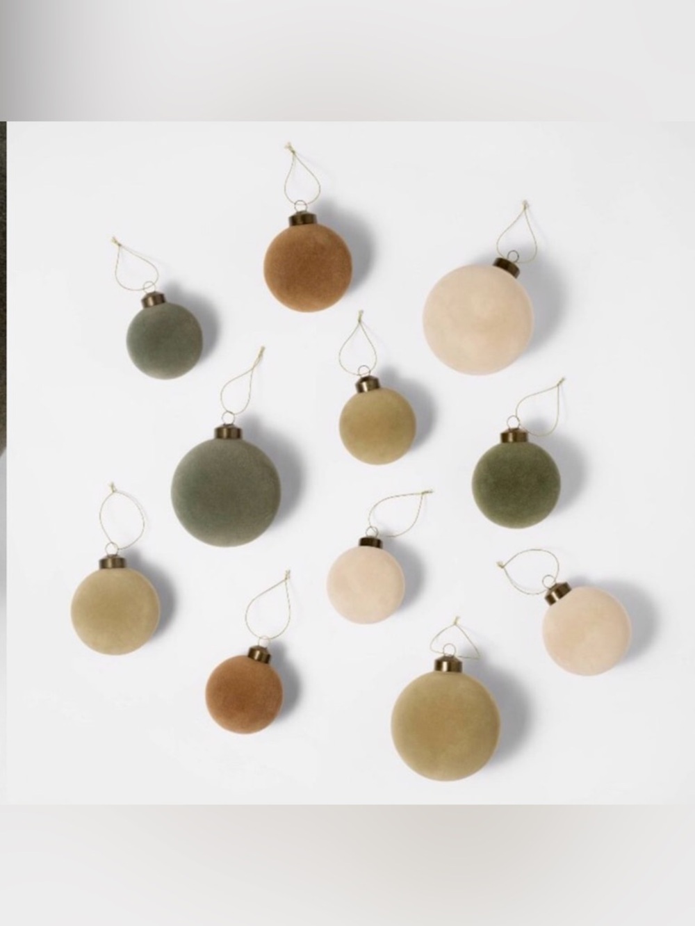 Threshold Velvet Christmas Ball Ornament Set Green/Neutral/ Cream - Studio McGee
